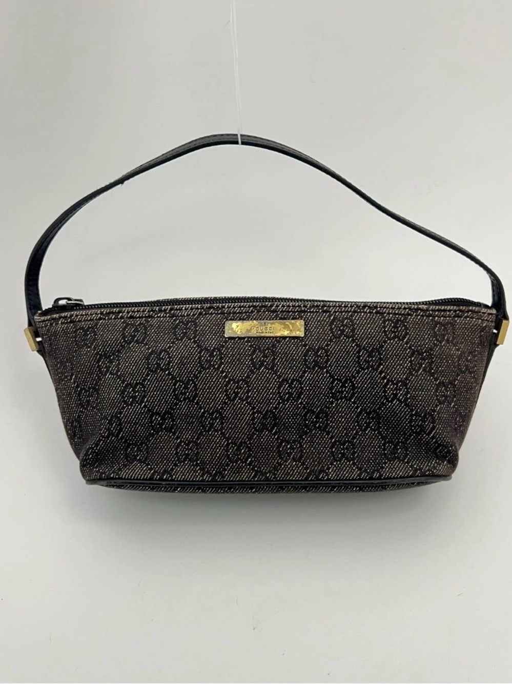 Gucci Dark Brown Monogram Mini Shoulder Bag with Gold Plate